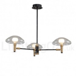 3 Light Mini Style Uplight Electroplated Painted Finish Chandelier with Glass Shades