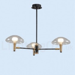 3 Light Mini Style Uplight Electroplated Painted Finish Chandelier with Glass Shades