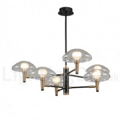 6 Light Uplight Electroplated Painted Finish Chandelier with Glass Shades