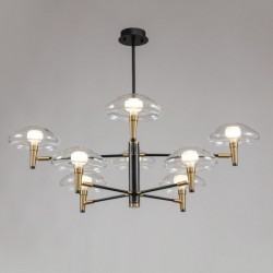 8 Light Uplight Electroplated Painted Finish Chandelier with Glass Shades