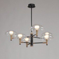 8 Light Uplight Electroplated Painted Finish Chandelier with Glass Shades