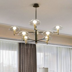 8 Light Uplight Electroplated Painted Finish Chandelier with Glass Shades