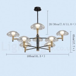 8 Light Uplight Electroplated Painted Finish Chandelier with Glass Shades