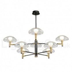 8 Light Uplight Electroplated Painted Finish Chandelier with Glass Shades