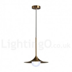 1 Light Industrial Style Gold Mini Style Electroplated Painted Finish Pendant Light with Glass Shade