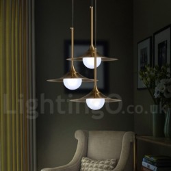 1 Light Industrial Style Gold Mini Style Electroplated Painted Finish Pendant Light with Glass Shade