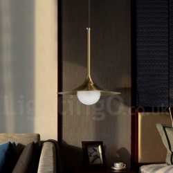 1 Light Industrial Style Gold Mini Style Electroplated Painted Finish Pendant Light with Glass Shade
