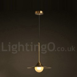 1 Light Industrial Style Gold Mini Style Electroplated Painted Finish Pendant Light with Glass Shade