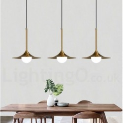 1 Light Industrial Style Gold Mini Style Electroplated Painted Finish Pendant Light with Glass Shade