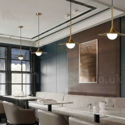 1 Light Industrial Style Gold Mini Style Electroplated Painted Finish Pendant Light with Glass Shade