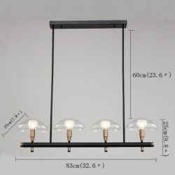 4 Light Linear Uplight Electroplated Painted Finish Chandelier with Glass Shades