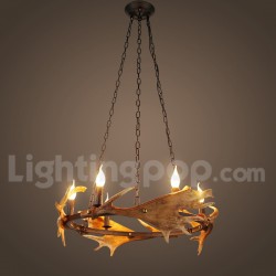 6 Light Rustic Ring Antler Chandelier