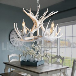 4 Light Rustic Artistic Retro Antler White Chandelier