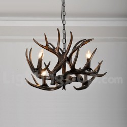 4 Light Rustic Artistic Retro Antler Gradient Black Chandelier