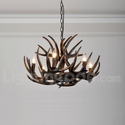 6 Light Rustic Artistic Retro Antler Black Chandelier