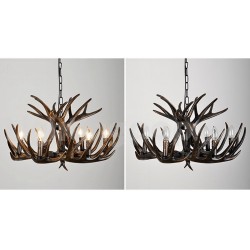 6 Light Rustic Artistic Retro Antler Black Chandelier