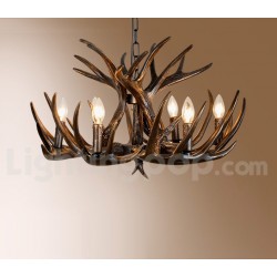 6 Light Rustic Artistic Retro Antler Black Chandelier