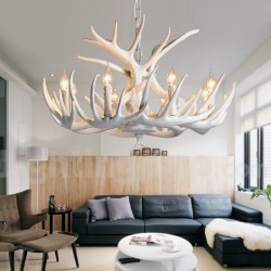 9 Light Rustic Artistic Retro Antler White Chandelier