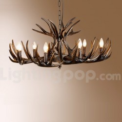 9 Light Rustic Artistic Retro Antler Black Chandelier