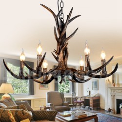 6 Light Rustic Artistic Retro Antler Black Vintage Chandelier