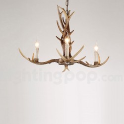 3 Light Rustic Artistic Retro Antler Vintage Candle Chandelier