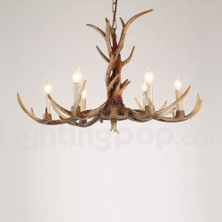 6 Light Rustic Artistic Retro Antler Vintage Candle Chandelier