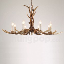 8 Light Rustic Artistic Retro Antler Vintage Candle Chandelier