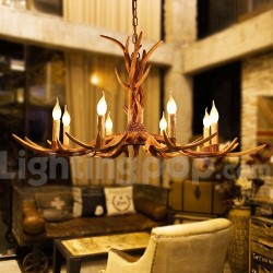 8 Light Rustic Artistic Retro Antler Vintage Candle Chandelier