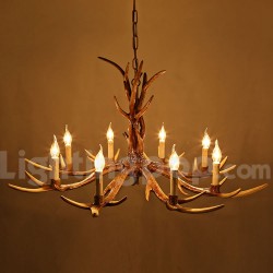 8 Light Rustic Artistic Retro Antler Vintage Candle Chandelier