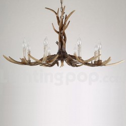 8 Light Rustic Artistic Retro Antler Vintage Candle Chandelier