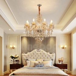 8 Light Cognac Colour Elegant Crystal Candle Chandelier