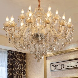 18 (12+6) Light Cognac Colour Elegant Crystal Candle Chandelier