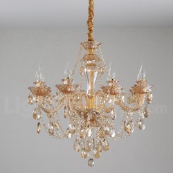 8 Light Amber Gold Elegant Crystal Candle Chandelier