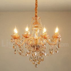 8 Light Amber Gold Elegant Crystal Candle Chandelier