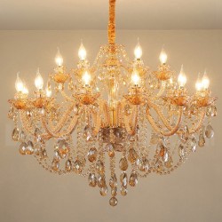 18 (12+6) Light Amber Gold Elegant Crystal Candle Chandelier