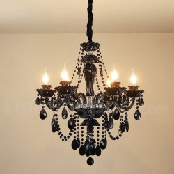 6 Light Black Elegant Crystal Candle Chandelier