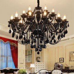 18 (12+6) Light Black Elegant Crystal Candle Chandelier