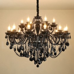 18 (12+6) Light Black Elegant Crystal Candle Chandelier