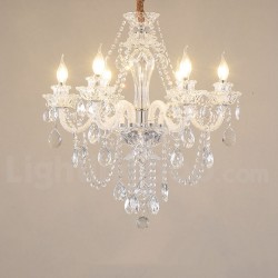 6 Light Clear Crystal Candle Chandelier