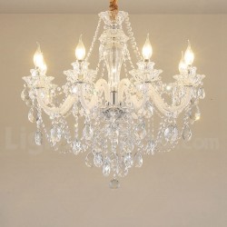 8 Light Clear Crystal Candle Chandelier