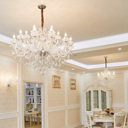 18 (12+6) Light Clear Crystal Candle Chandelier