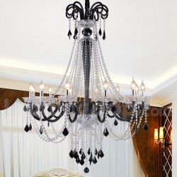 Black Crystal Candle Chandelier