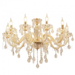 10 Light Gold Chandelier with Clear Crystal Candle Chandelier