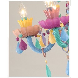 Macaron 6 Light Chandelier with Multi Colours Crystal Candle Mini Style for Kid's Room, Children