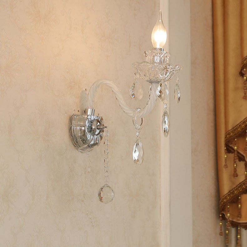 1 Light Matching Crystal Candle Retro, Matching Chandelier And Wall Sconces