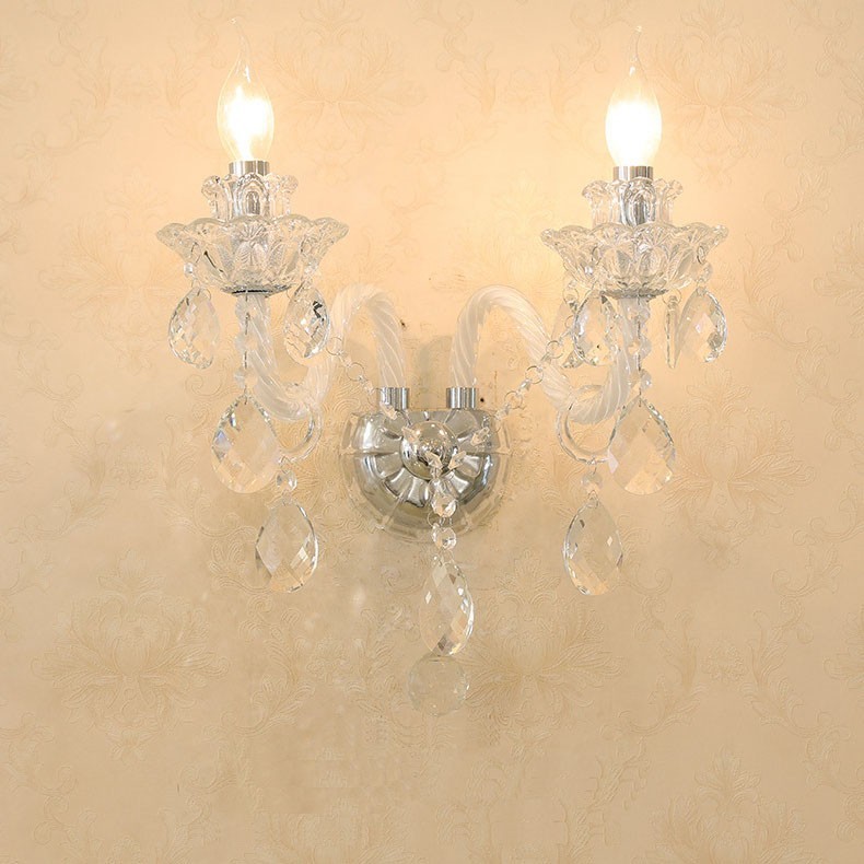 2 Light Matching Crystal Candle Retro, Matching Chandelier And Wall Sconces