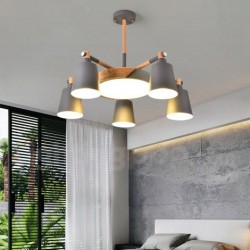 Nordic Modern Contemporary Macaron Wood Chandelier