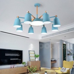 Nordic Modern Contemporary Macaron Wood Chandelier