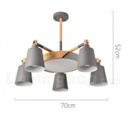 Nordic Modern Contemporary Macaron Wood Chandelier