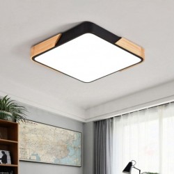 Nordic Wood Ultra-thin Square Macaron Ceiling Light